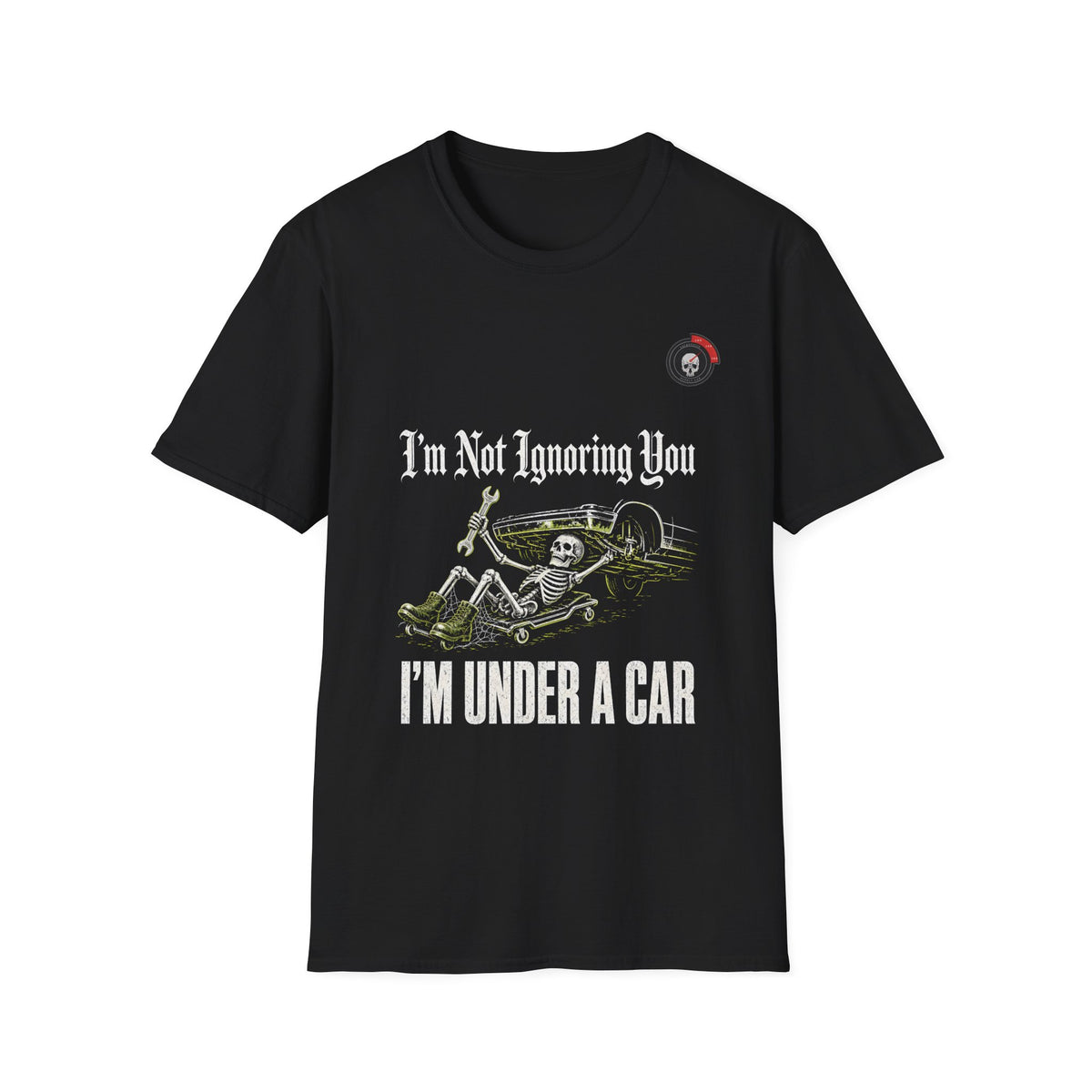 Under A Car Skeleton Mechanic T-Shirt